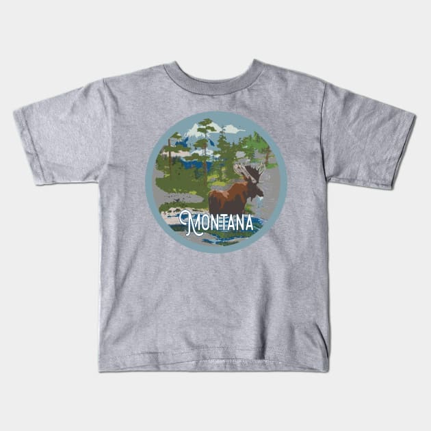 Montana Vintage Decal Kids T-Shirt by zsonn